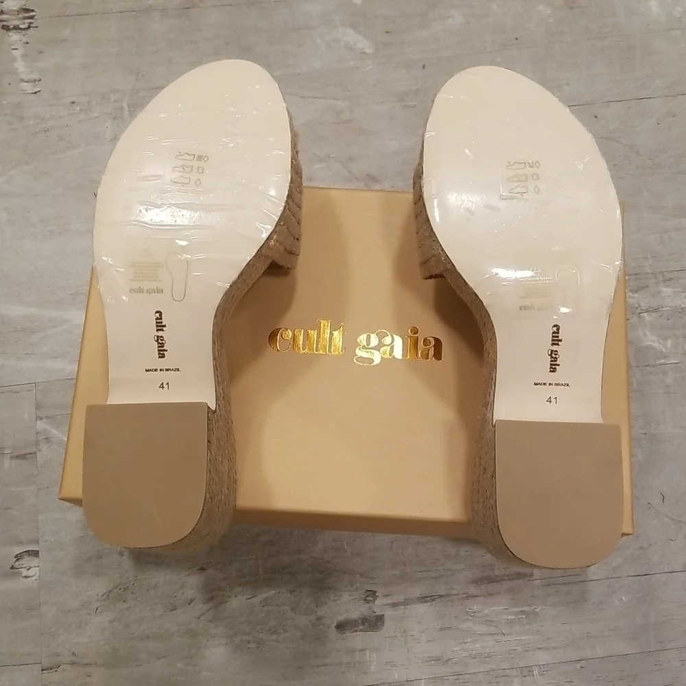 💕CULT GAIA💕 Cleia Jute Platform Sandals ~ Natural EU 41 Braided Raffia NWT